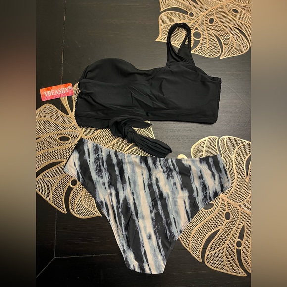 Vbeasiiy Women's One Shoulder High Waisted Double Shoulder Straps - Picture 5 of 6